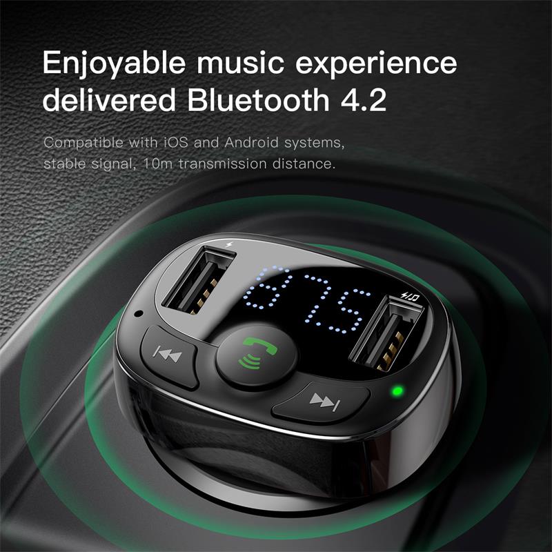 CARGADOR AUTO CON BLUETOOTH MP3 RADIO 3.4A T-TYPED BASEUS