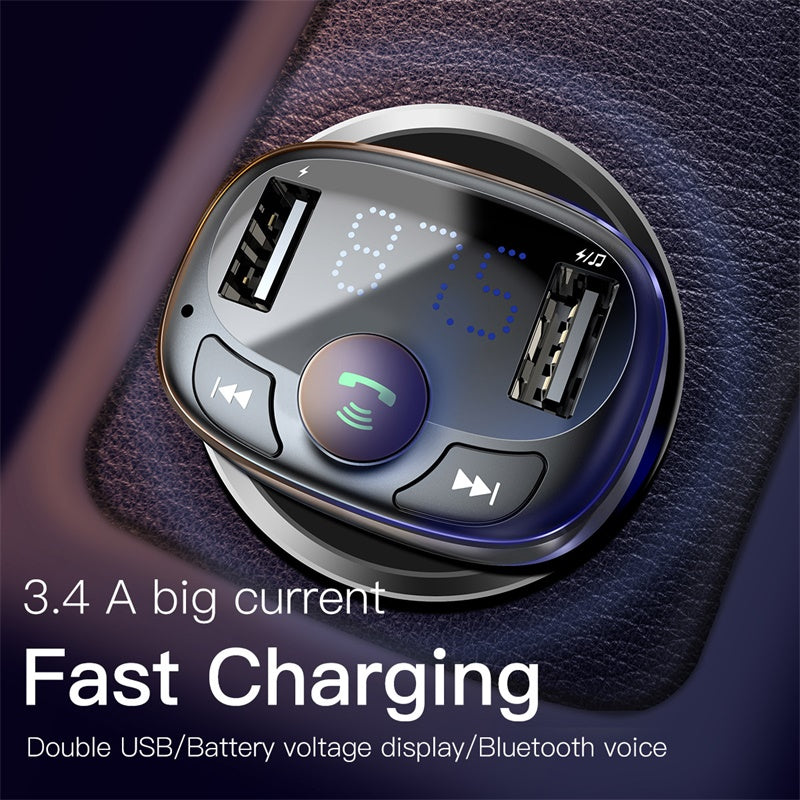 CARGADOR AUTO CON BLUETOOTH MP3 RADIO 3.4A T-TYPED BASEUS