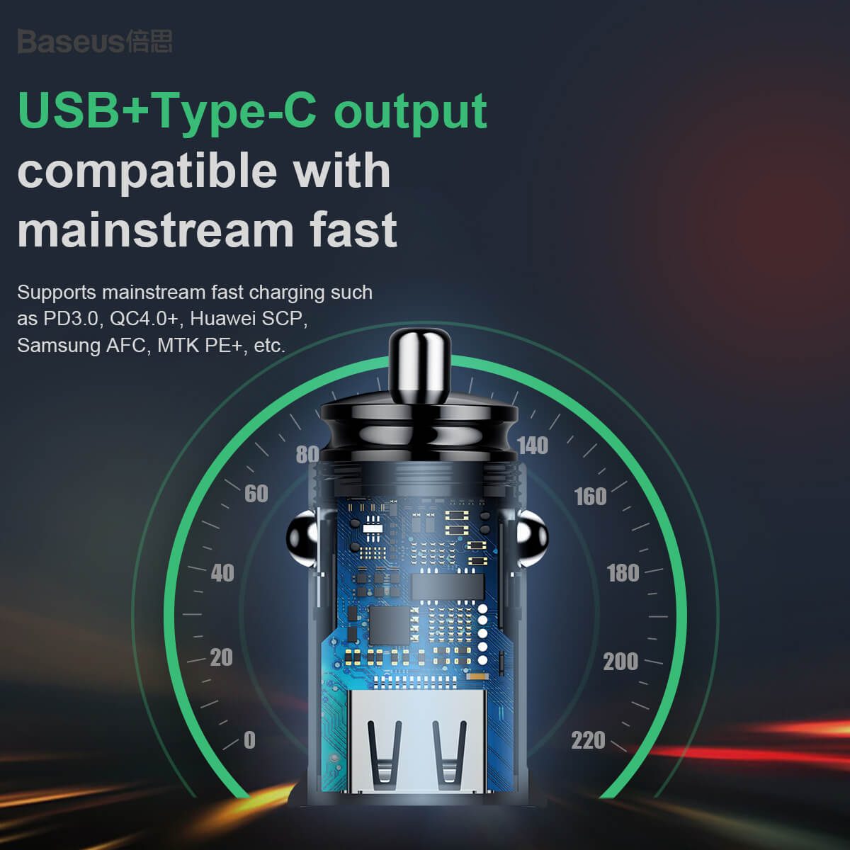 CARGADOR AUTO (C+U) PPS 30W INAUTO CIRCULAR BASEUS