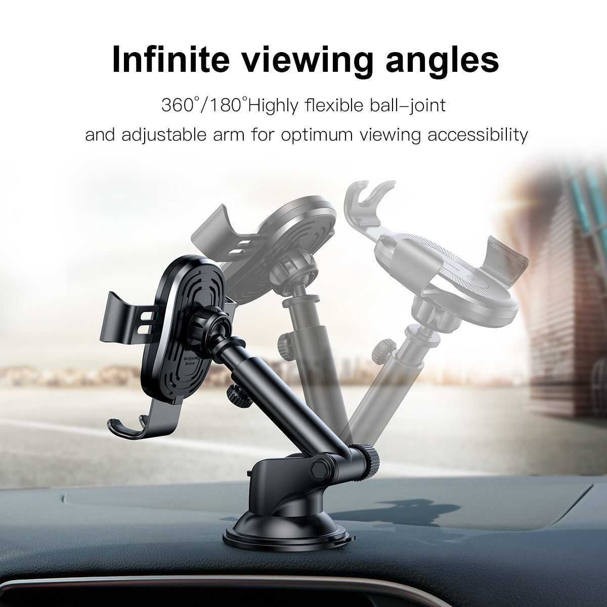 CARGADOR INALAMBRICO Y SOPORTE PARA AUTO 15W NEGRO GRAVITY CAR MONUT BASEUS