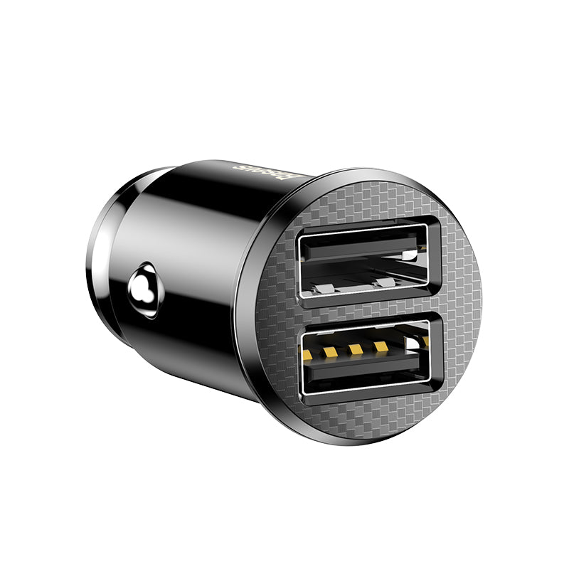CARGADOR AUTO DUAL USB 5V 3.1A NEGRO GRAIN CAR CHARGER BASEUS