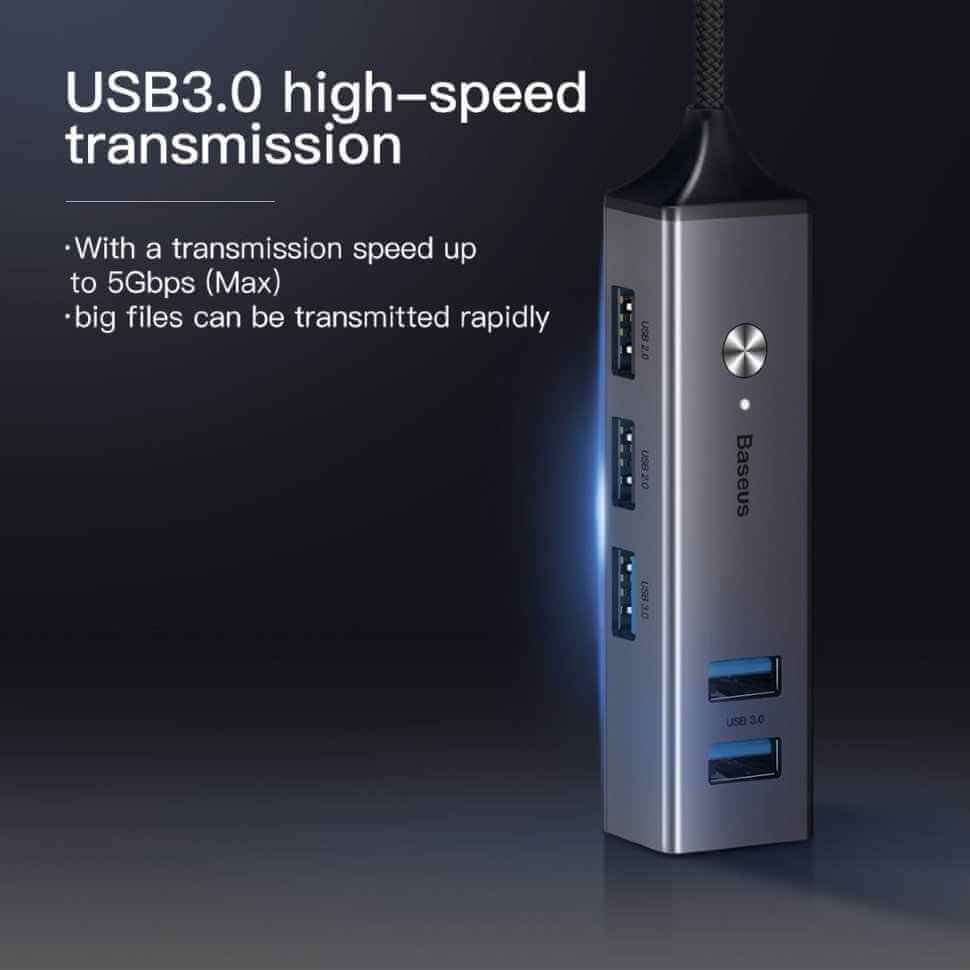 ADAPTADOR HUB USB CUBE 5 EN 1 BASEUS