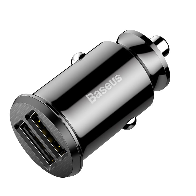 CARGADOR AUTO DUAL USB 5V 3.1A NEGRO GRAIN CAR CHARGER BASEUS