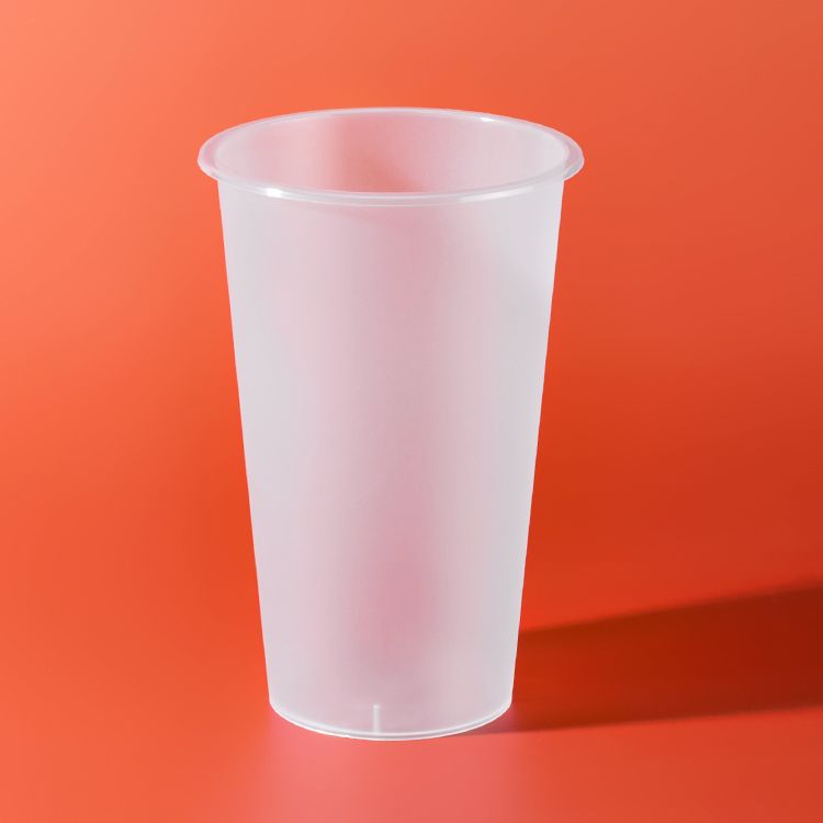 VASOS PP RECICLABLES CON TAPA ROSADA 500ML DE BUBBLE TEA Y JUGOS 500UND