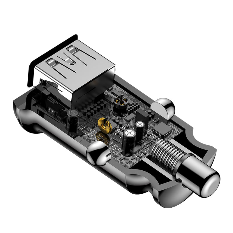 CARGADOR AUTO DUAL USB 5V 3.1A NEGRO GRAIN CAR CHARGER BASEUS