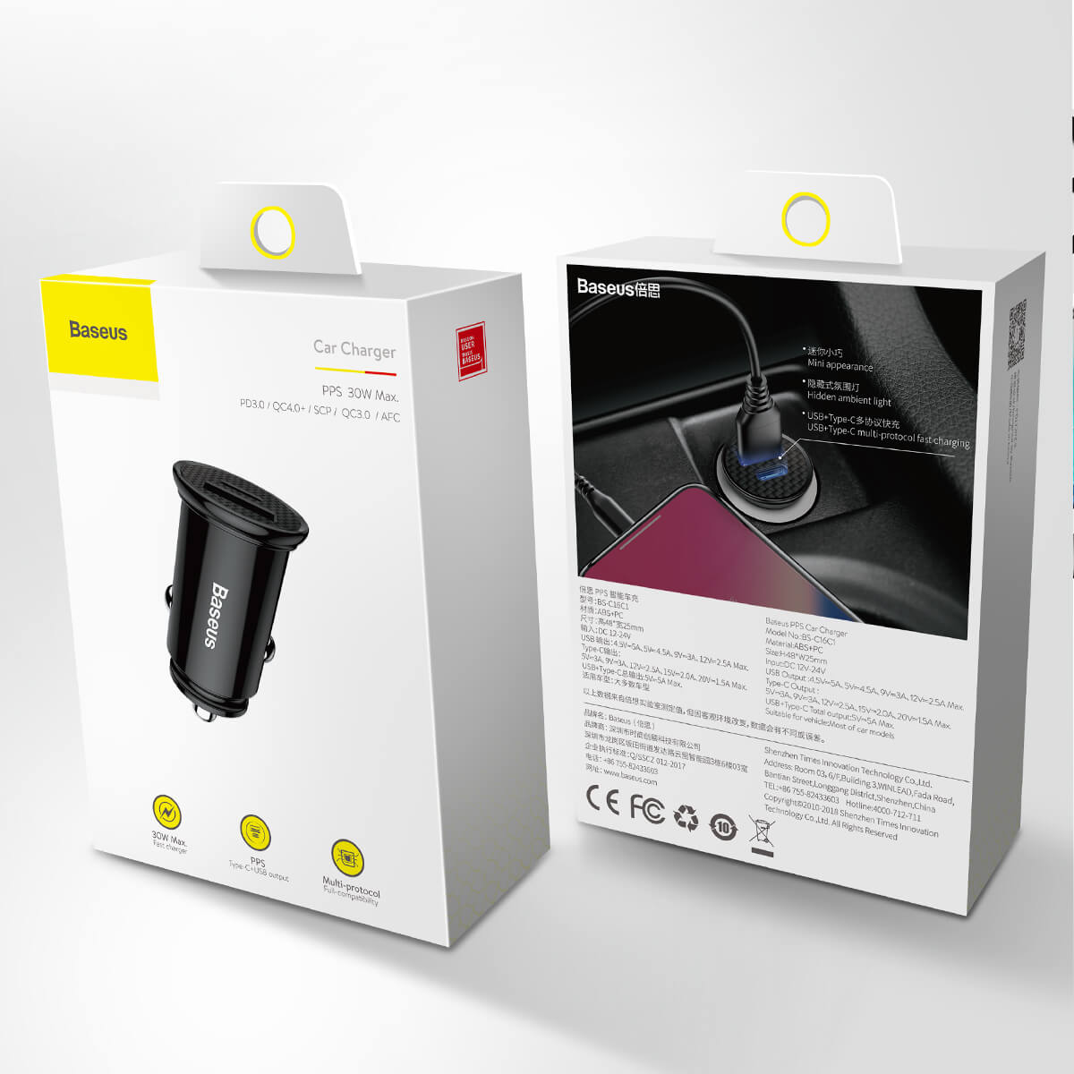 CARGADOR AUTO (C+U) PPS 30W INAUTO CIRCULAR BASEUS