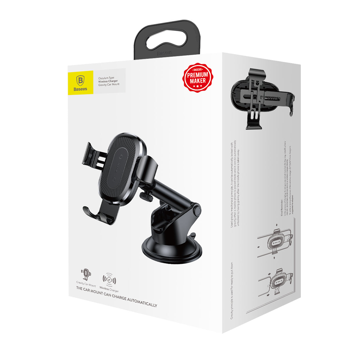 CARGADOR INALAMBRICO Y SOPORTE PARA AUTO 15W NEGRO GRAVITY CAR MONUT BASEUS