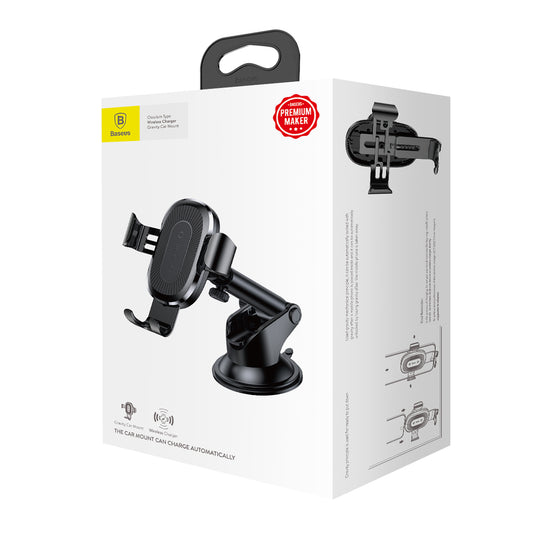 CARGADOR INALAMBRICO Y SOPORTE PARA AUTO 15W NEGRO GRAVITY CAR MONUT BASEUS