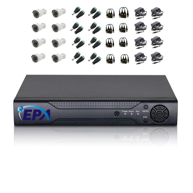 KIT DE SEGURIDAD PROFESIONAL XVR 16 CH + 8 CAMARAS BULLET 2MP