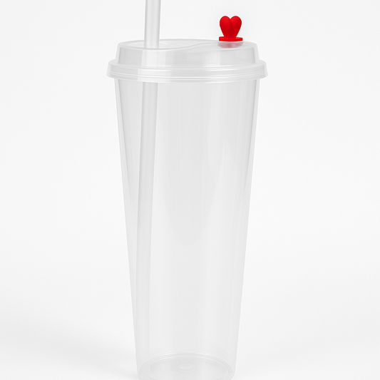 VASOS PP RECICLABLES CON TAPA NEGRA O TRANSPARENTE 830ML DE BUBBLE TEA Y JUGOS 500UND
