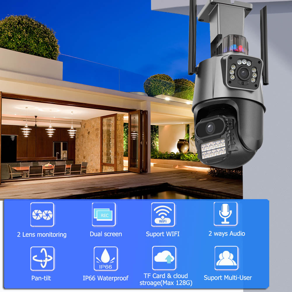 CAMARA PTZ INALAMBRICA EXTERIOR DOBLE LENTE 6MP FHD