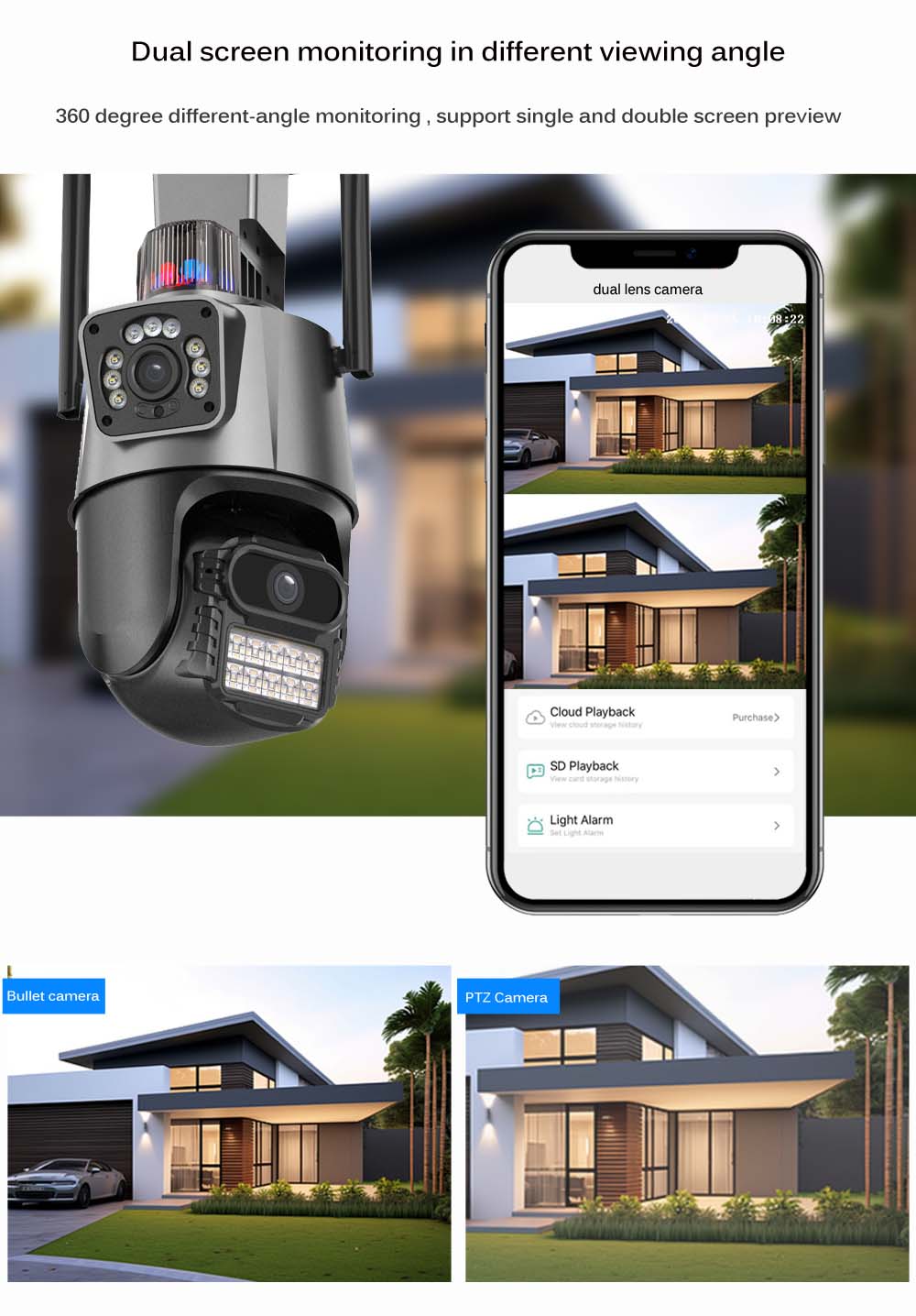 CAMARA PTZ INALAMBRICA EXTERIOR DOBLE LENTE 6MP FHD