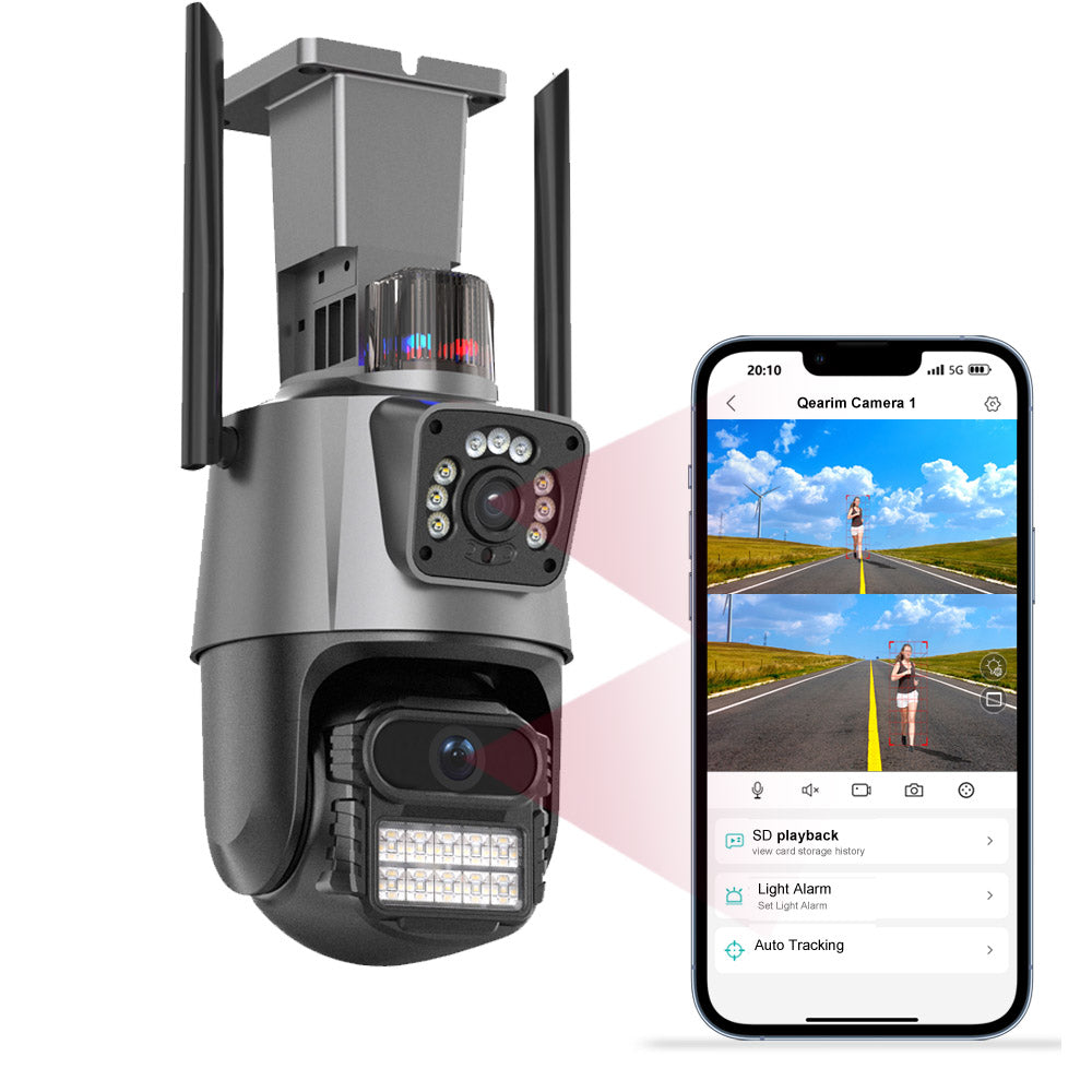CAMARA PTZ INALAMBRICA EXTERIOR DOBLE LENTE 6MP FHD