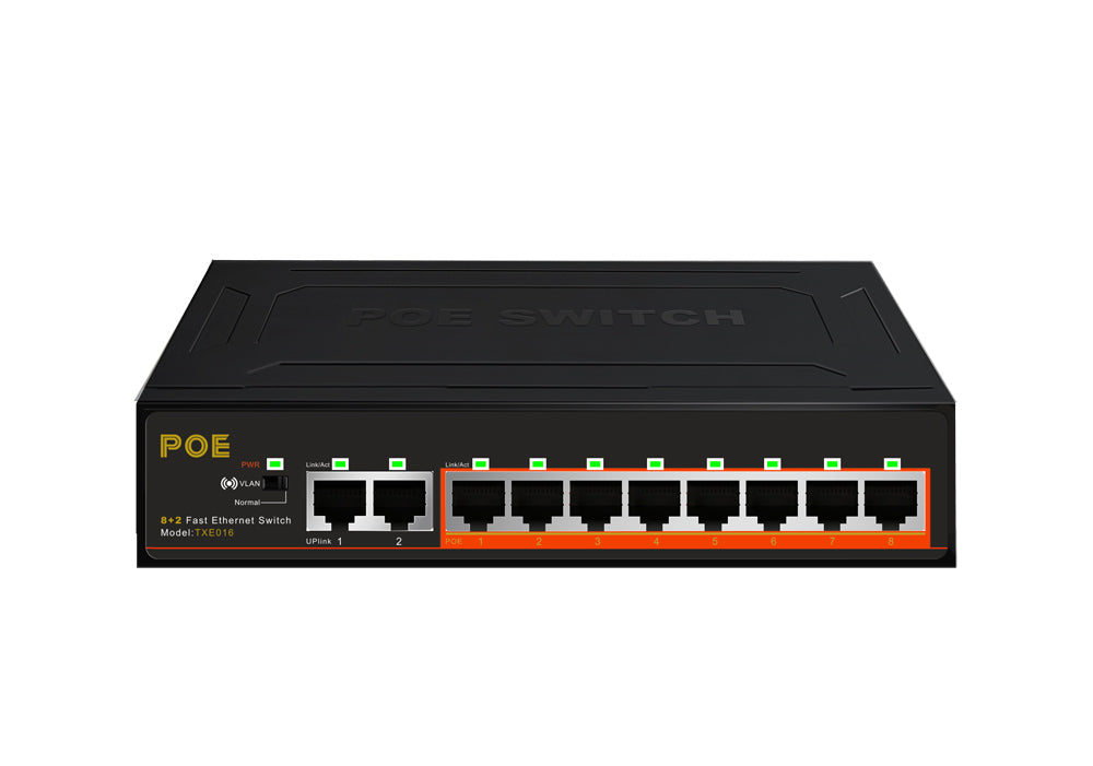 SWITCH POE 8 PUERTOS +2 PUERTOS RJ45 TXE016
