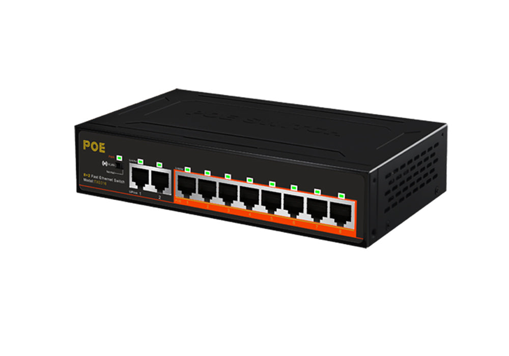 SWITCH POE 8 PUERTOS +2 PUERTOS RJ45 TXE016