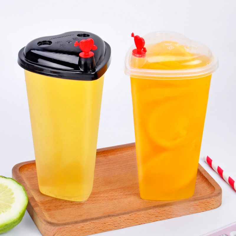 VASOS BUBBLE TEA PP EN FORMA CORAZON REUTILIZABLE 700cc x500UND