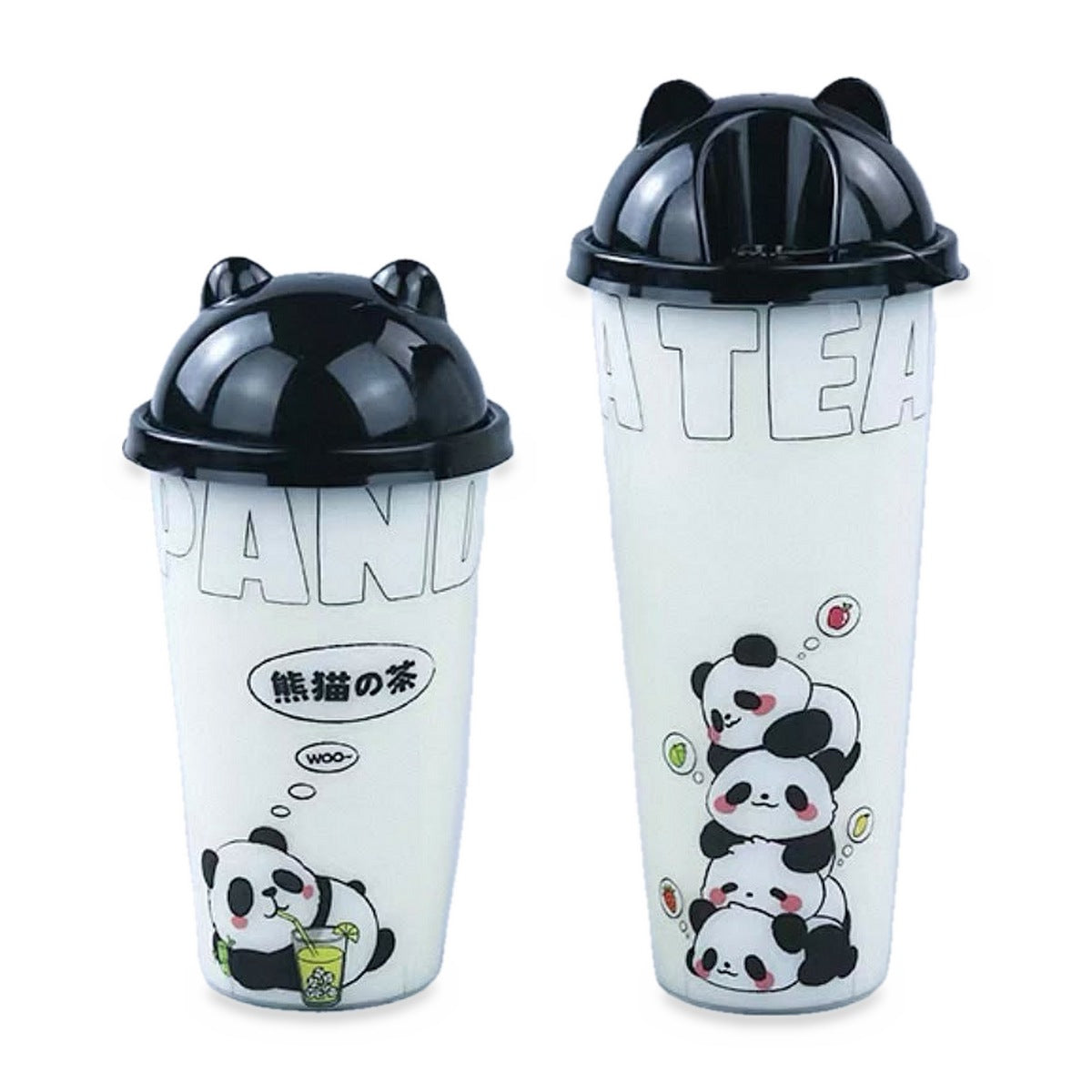 VASOS PP RECICLABLES CON TAPA OSITO NEGRO 500ML DE BUBBLE TEA Y JUGOS 500UND